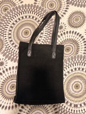 Chico’s Black Suede Hand Bag with Leather Handles